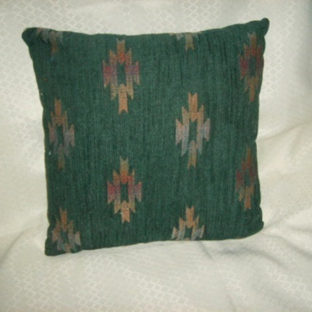 Accent Pillow 15" Custom Made Southwestern Upholstery Fabric Chenille Vintage